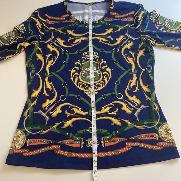 J McLaughlin Womens Top Medium Catalina Cloth Equestrian Horse Bit Long Sleeve - Picture 7 of 8